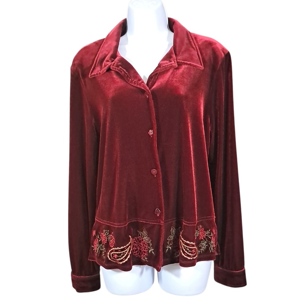 True Vintage 90s/Y2K Studio Ease Velvet Whimsigoth Tunic Jacket Womens Large